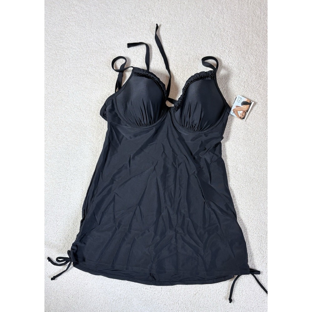 Smart & Sexy Swim Size 36D Black Tankini Top SA586 New